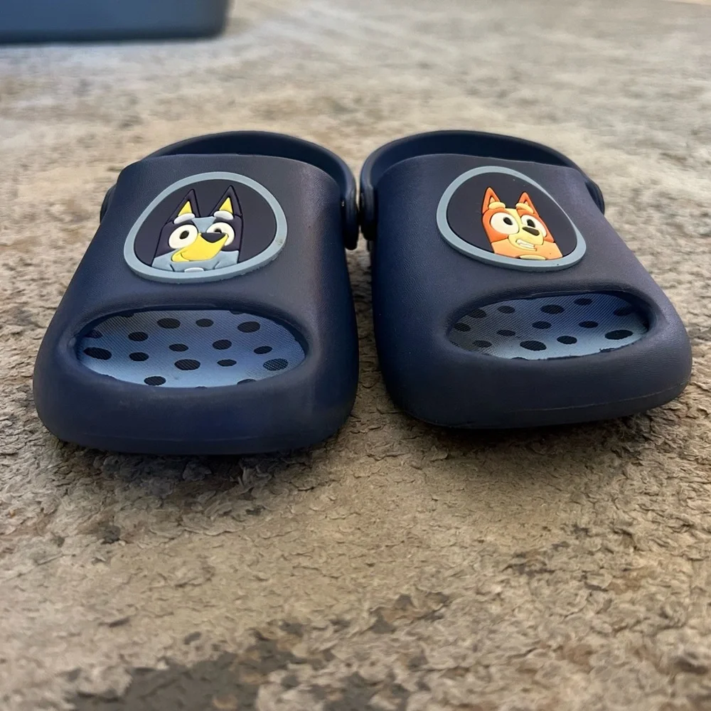 Disney Blue Navy Kids Slide Sandals with Bluey Character